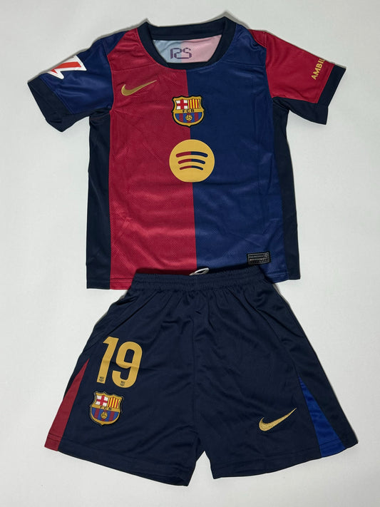 Lamine Yamal FC Barcelona youth home jersey shorts set