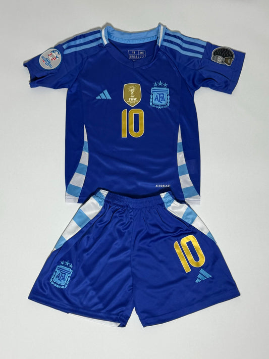 Messi Argentina youth away jersey shorts set