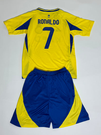 Ronaldo Al-Nassr youth home jersey shorts set