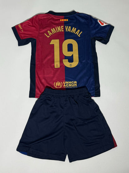 Lamine Yamal FC Barcelona youth home jersey shorts set