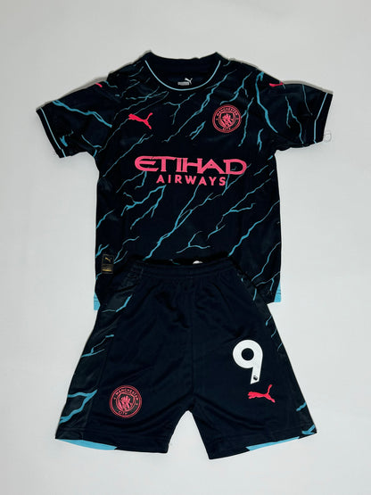 Haaland Manchester City youth alternate jersey shorts set