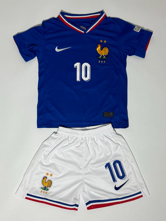 Mbappe France youth home jersey shorts set