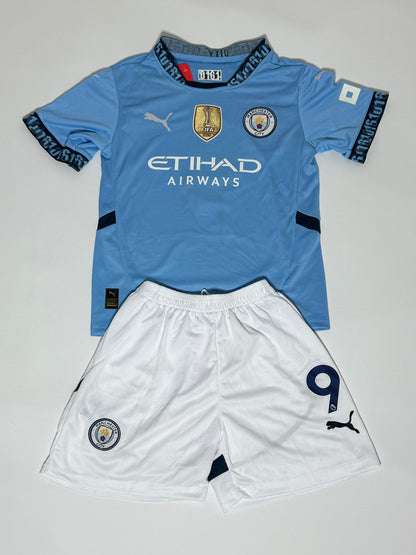 Haaland Manchester City youth home jersey shorts set