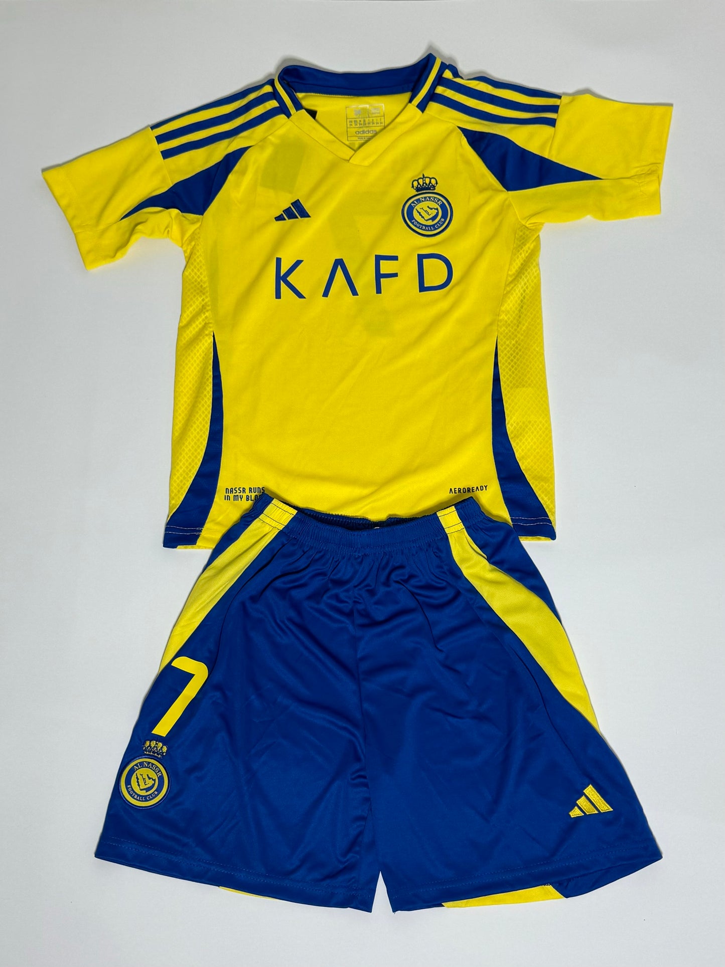 Ronaldo Al-Nassr youth home jersey shorts set