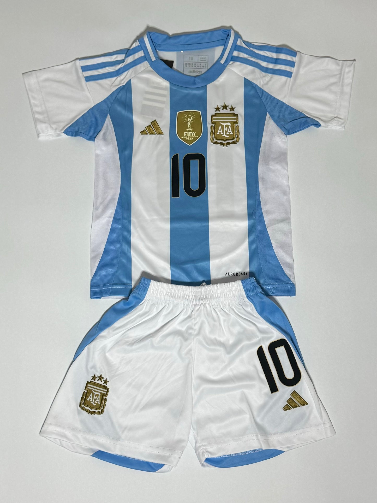 Messi Argentina youth home jersey shorts set