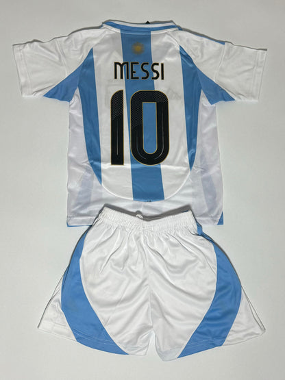 Messi Argentina youth home jersey shorts set